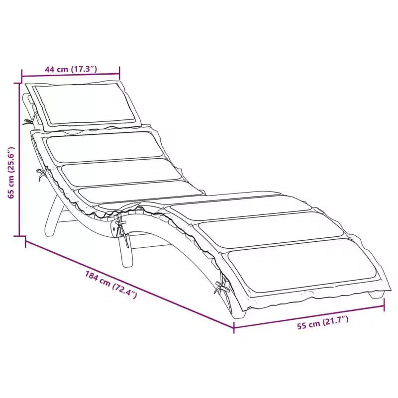 vidaXL Sun lounger21.65 x 72.44 x 25.20 in Solid Acacia Wood