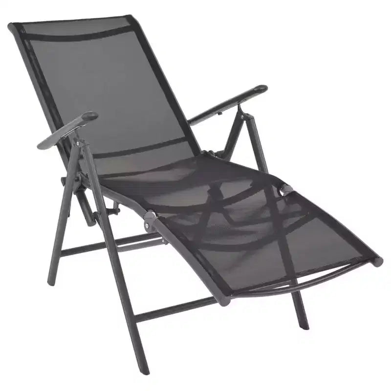 vidaXL Sunlounger Black Aluminum Medium Adjustable Armrests