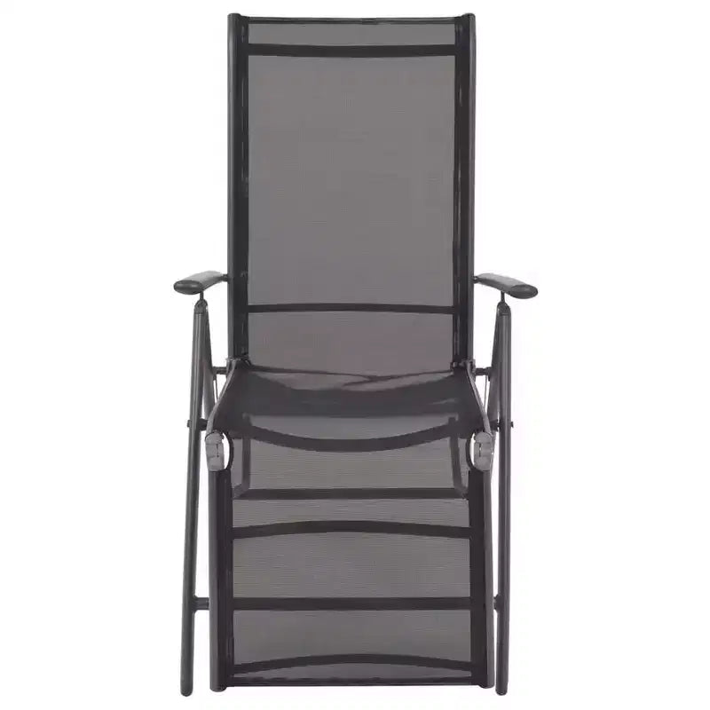 vidaXL Sunlounger Black Aluminum Medium Adjustable Armrests