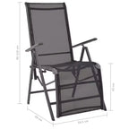 vidaXL Sunlounger Black Aluminum Medium Adjustable Armrests