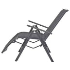 vidaXL Sunlounger Black Aluminum Medium Adjustable Armrests