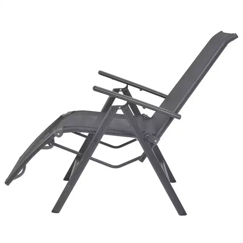 vidaXL Sunlounger Black Aluminum Medium Adjustable Armrests