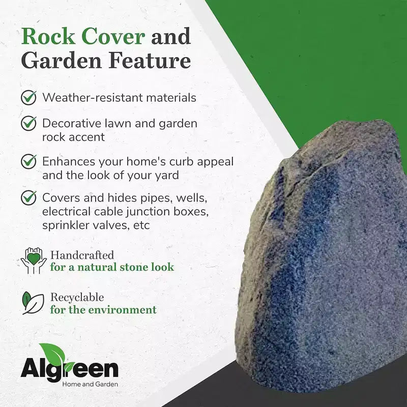 Algreen Receptacle Large Outdoor Rock Cover Decorative Lawn and Garden Landscape Accent to Hide Wires or Other Equipment, Warm Gray