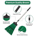 Extendable Long Handle Garden Leaf Broom Cleaning Tool for Leaves Grass & Debris for Lawn & Walkway