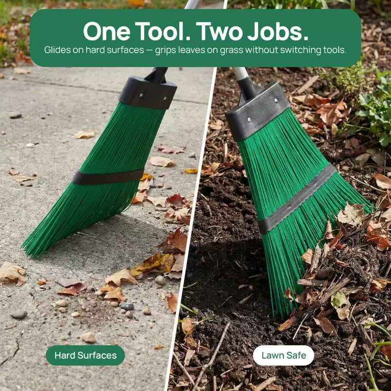 Extendable Long Handle Garden Leaf Broom Cleaning Tool for Leaves Grass & Debris for Lawn & Walkway