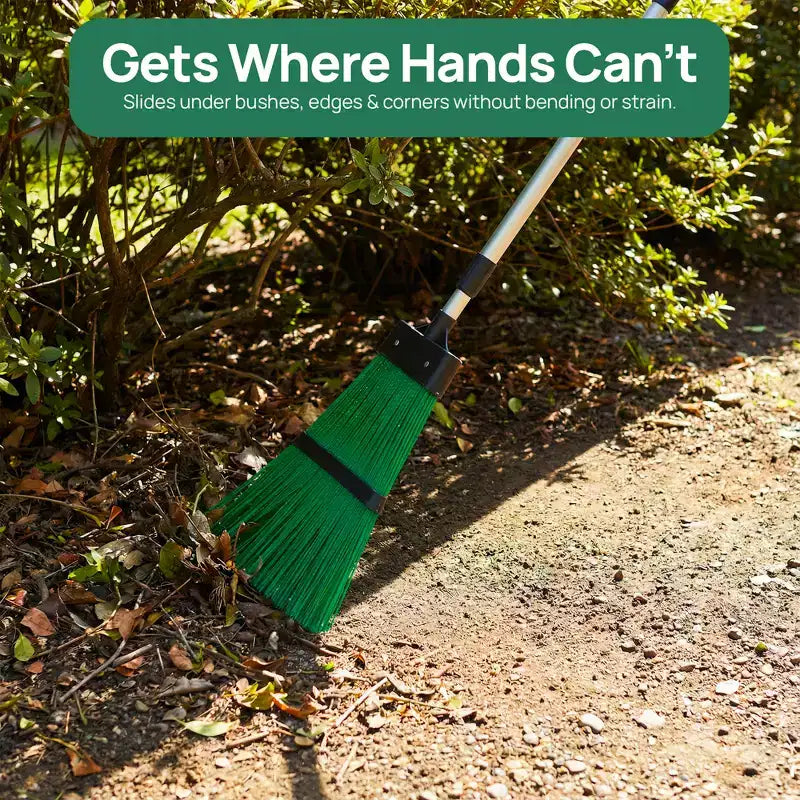 Extendable Long Handle Garden Leaf Broom Cleaning Tool for Leaves Grass & Debris for Lawn & Walkway