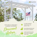 Dura-Trel Elmwood Arbor, 57 by 84 Inch PVC Patio Garden Arch, Outdoor Lattice Frame Decoration or Trellis for Climbing Plants, White