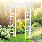 Dura-Trel Elmwood Arbor, 57 by 84 Inch PVC Patio Garden Arch, Outdoor Lattice Frame Decoration or Trellis for Climbing Plants, White