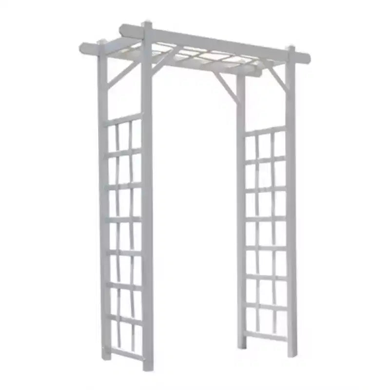 Dura-Trel Elmwood Arbor, 57 by 84 Inch PVC Patio Garden Arch, Outdoor Lattice Frame Decoration or Trellis for Climbing Plants, White
