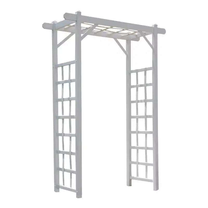 Dura-Trel Elmwood Arbor, 57 by 84 Inch PVC Patio Garden Arch, Outdoor Lattice Frame Decoration or Trellis for Climbing Plants, White