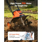 VEVOR Corded Electric Tiller, 14 Inch Tilling Width Garden Rototiller, 10-Amp Motor, Cultivator with Steel Tines and Foldable Handle, Orange&Black