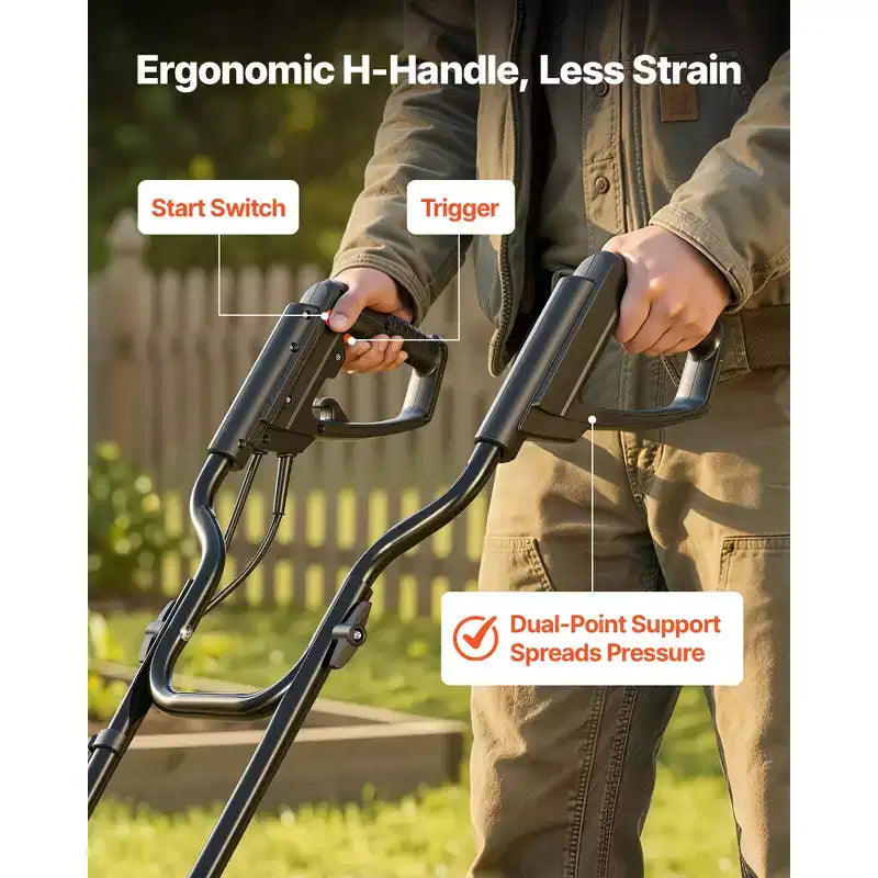 VEVOR Corded Electric Tiller, 14 Inch Tilling Width Garden Rototiller, 10-Amp Motor, Cultivator with Steel Tines and Foldable Handle, Orange&Black
