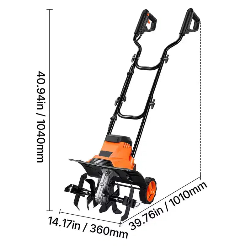 VEVOR Corded Electric Tiller, 14 Inch Tilling Width Garden Rototiller, 10-Amp Motor, Cultivator with Steel Tines and Foldable Handle, Orange&Black