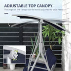 2-Person Patio Swing with Canopy Storage Table and Cup Holders Dark Blue