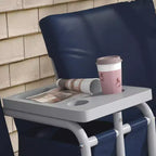 2-Person Patio Swing with Canopy Storage Table and Cup Holders Dark Blue