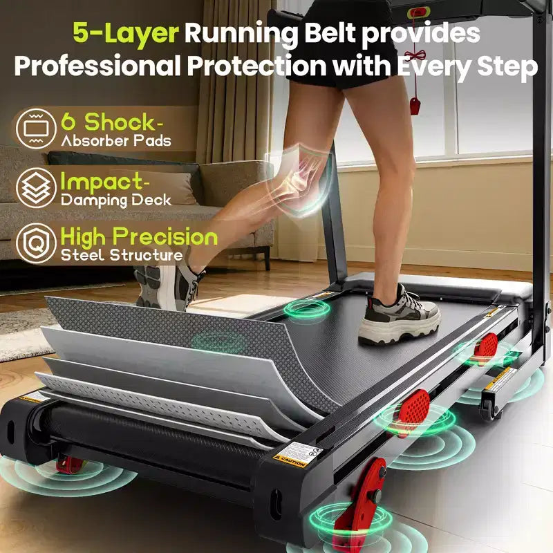 3.75HP Foldable Treadmill Incline 10MPH Max Speed,320lb Capacity Portable Treadmill for Home Walking Jogging,105 Program,Smart APP,Exercise Treadmill