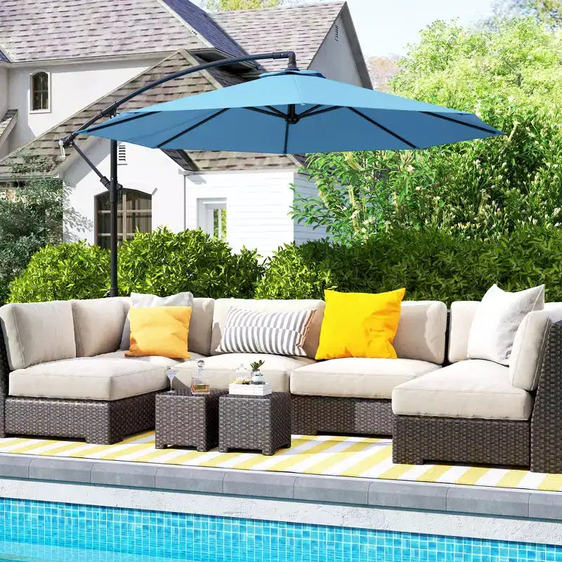 10' Cantilever Tilt Offset Patio Umbrella w/ UV & Water Safe Material & Cross Base (Weight Not Included)