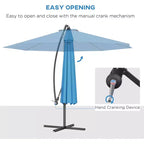10' Cantilever Tilt Offset Patio Umbrella w/ UV & Water Safe Material & Cross Base (Weight Not Included)