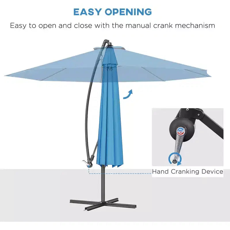 10' Cantilever Tilt Offset Patio Umbrella w/ UV & Water Safe Material & Cross Base (Weight Not Included)