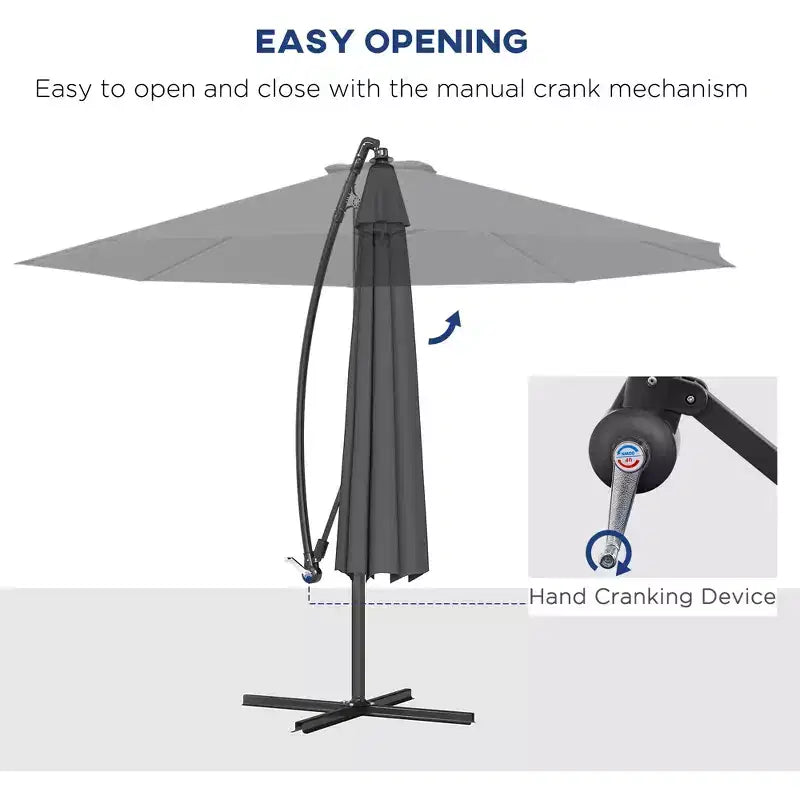 10' Cantilever Tilt Offset Patio Umbrella w/ UV & Water Safe Material & Cross Base (Weight Not Included)