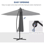 10' Cantilever Tilt Offset Patio Umbrella w/ UV & Water Safe Material & Cross Base (Weight Not Included)