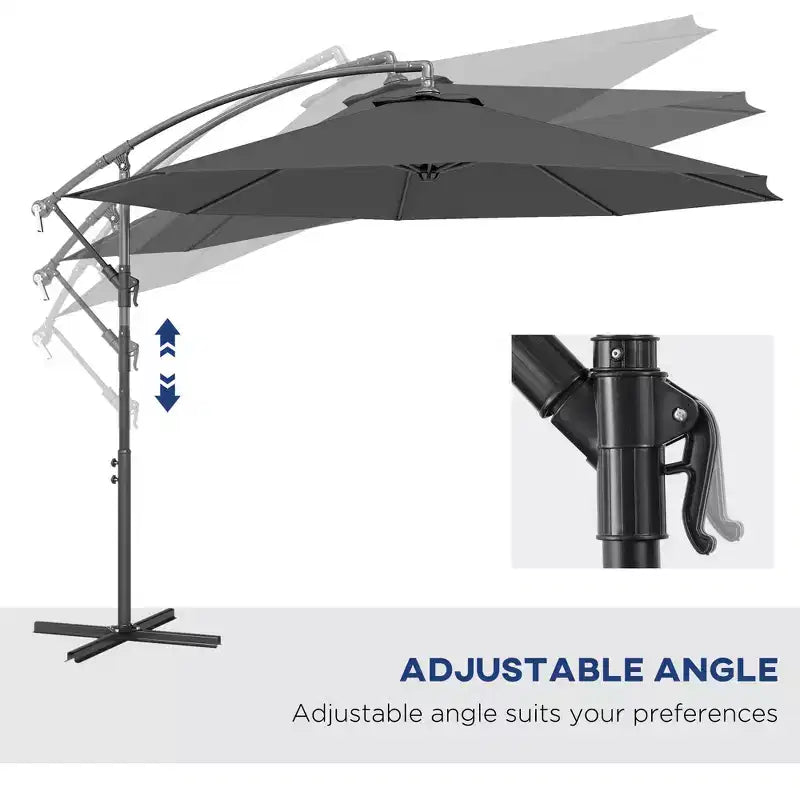 10' Cantilever Tilt Offset Patio Umbrella w/ UV & Water Safe Material & Cross Base (Weight Not Included)
