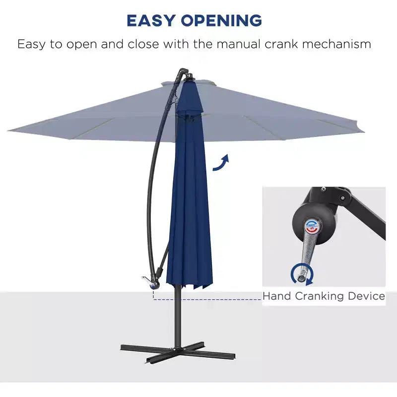 10' Cantilever Tilt Offset Patio Umbrella w/ UV & Water Safe Material & Cross Base (Weight Not Included)