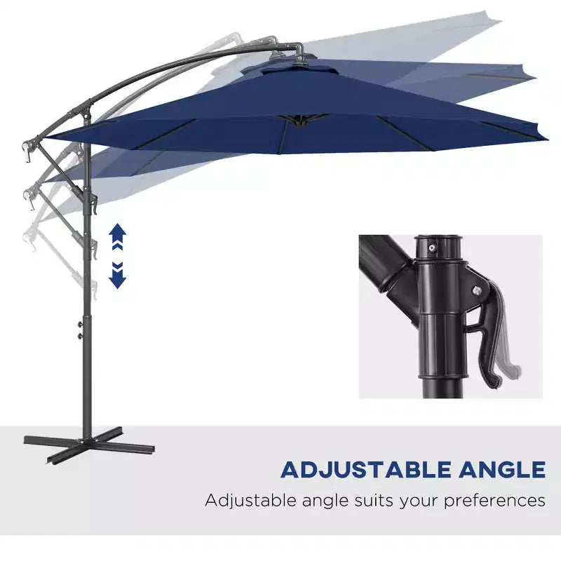 10' Cantilever Tilt Offset Patio Umbrella w/ UV & Water Safe Material & Cross Base (Weight Not Included)