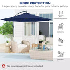 10' Cantilever Tilt Offset Patio Umbrella w/ UV & Water Safe Material & Cross Base (Weight Not Included)