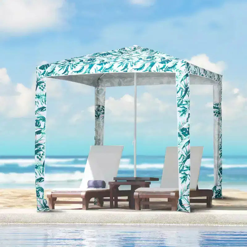 Quick Beach Cabana Canopy Umbrella, 6.5' Easy-Assembly Sun-Shade Shelter with Sandbags and Carry Bag, Cool UV50+ Fits Kids & Family