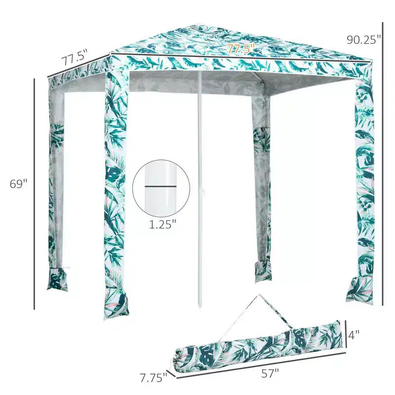 Quick Beach Cabana Canopy Umbrella, 6.5' Easy-Assembly Sun-Shade Shelter with Sandbags and Carry Bag, Cool UV50+ Fits Kids & Family