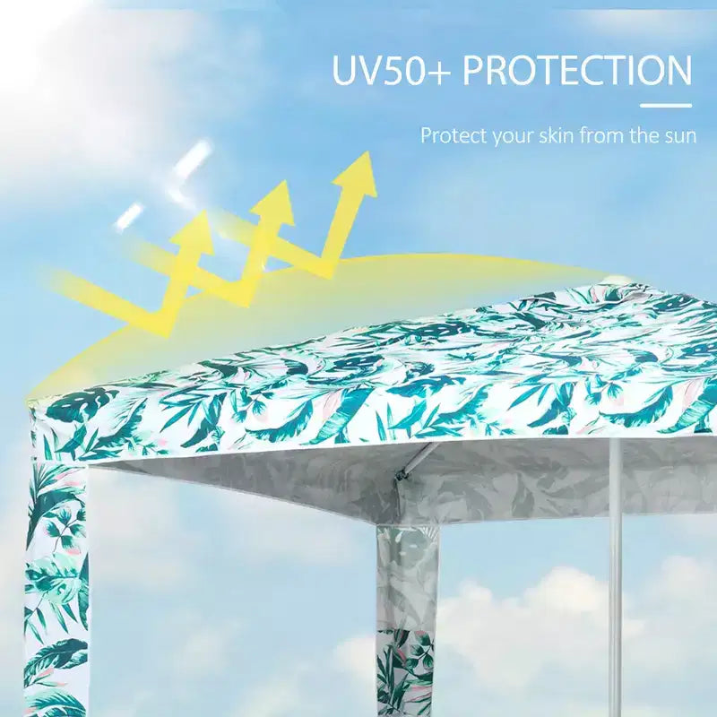 Quick Beach Cabana Canopy Umbrella, 6.5' Easy-Assembly Sun-Shade Shelter with Sandbags and Carry Bag, Cool UV50+ Fits Kids & Family