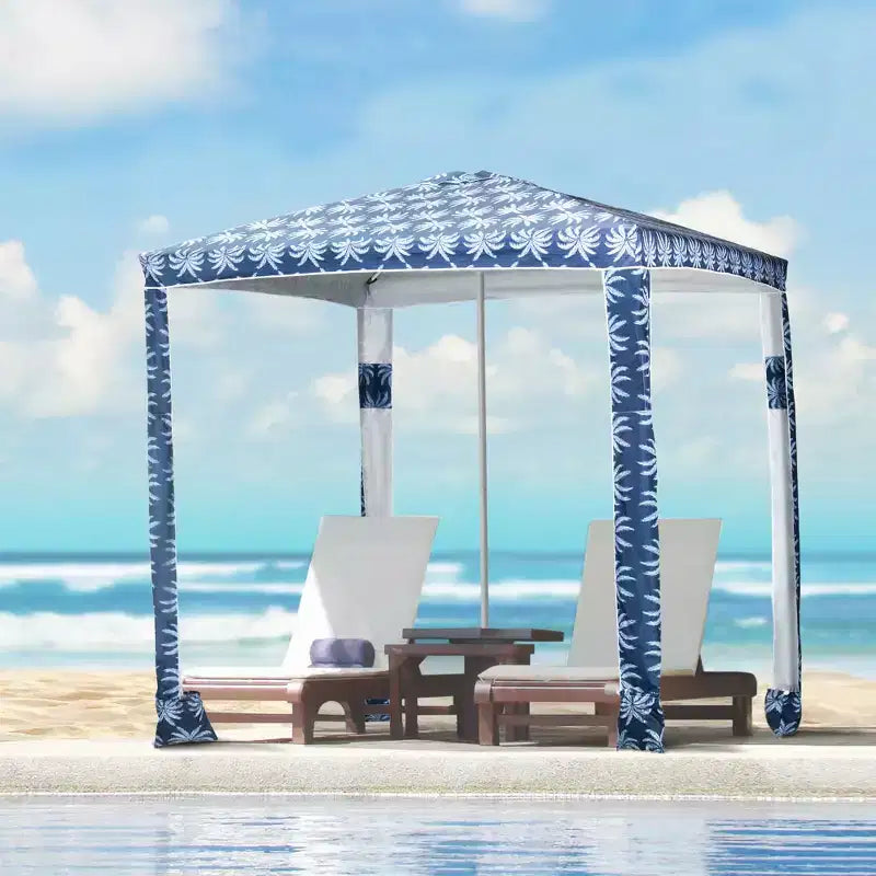 Quick Beach Cabana Canopy Umbrella, 6.5' Easy-Assembly Sun-Shade Shelter with Sandbags and Carry Bag, Cool UV50+ Fits Kids & Family
