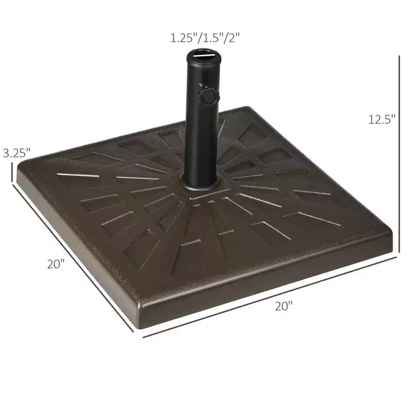 42lbs Resin Patio Umbrella Base, 20 Square Outdoor Umbrella Stand Holder for Parasol Poles 1.26, 1.5, and 1.9 Dia