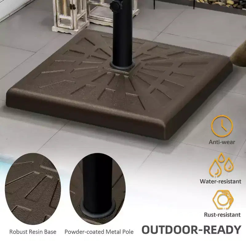 42lbs Resin Patio Umbrella Base, 20 Square Outdoor Umbrella Stand Holder for Parasol Poles 1.26, 1.5, and 1.9 Dia