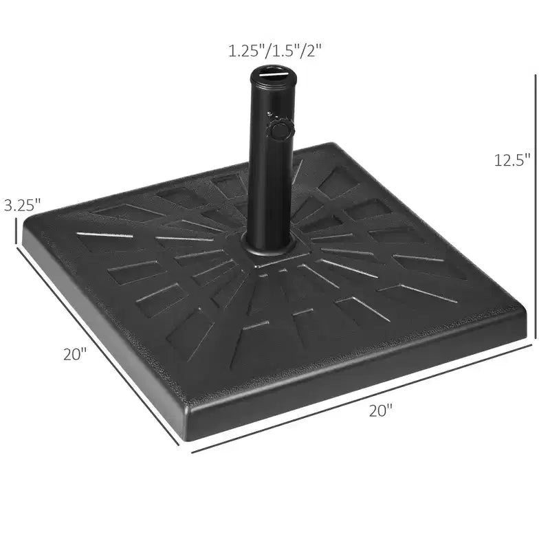 42lbs Resin Patio Umbrella Base, 20 Square Outdoor Umbrella Stand Holder for Parasol Poles 1.26, 1.5, and 1.9 Dia