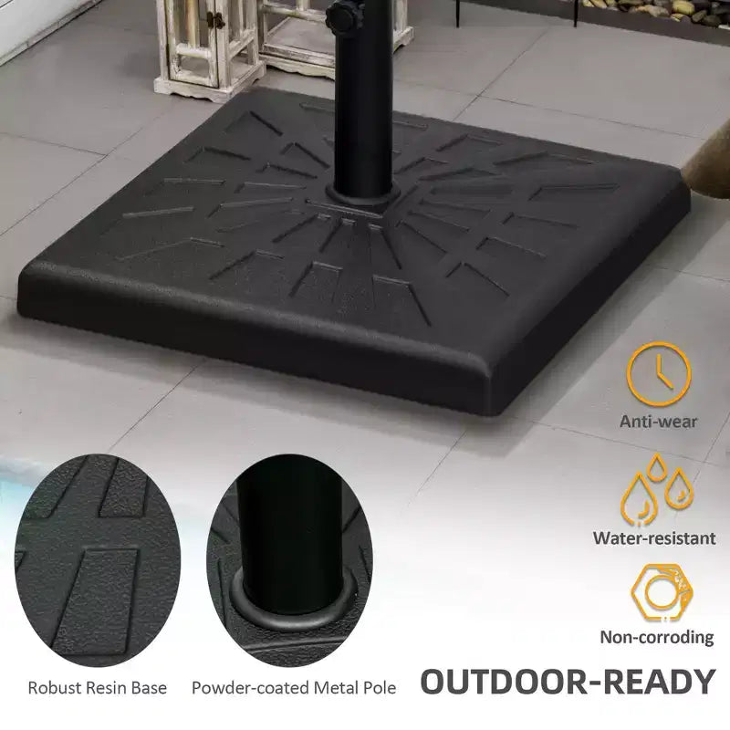 42lbs Resin Patio Umbrella Base, 20 Square Outdoor Umbrella Stand Holder for Parasol Poles 1.26, 1.5, and 1.9 Dia