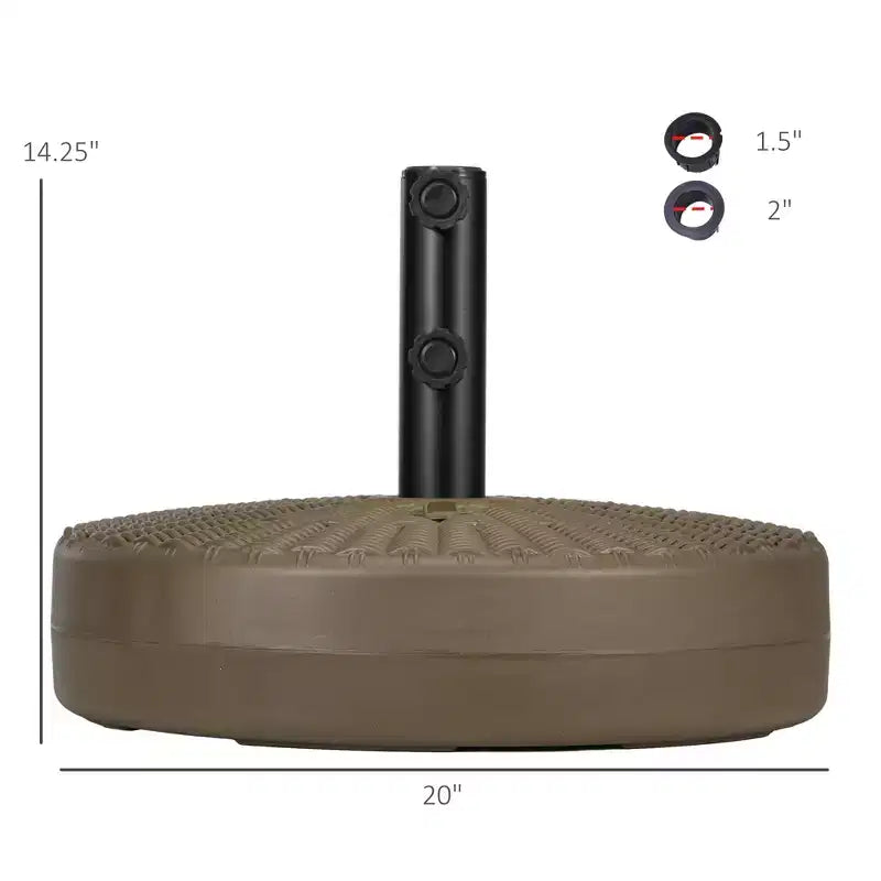 Umbrella Stand for 1.5 or 2 Umbrella Poles, Round Fillable Umbrella Base for Outdoor, Lawn, Deck.