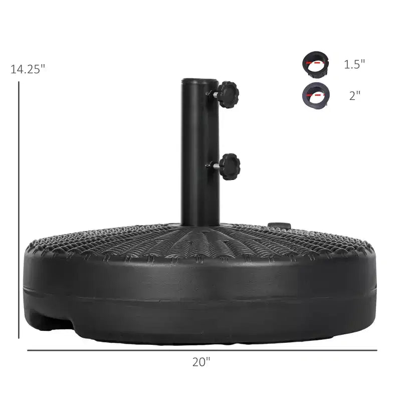 Umbrella Stand for 1.5 or 2 Umbrella Poles, Round Fillable Umbrella Base for Outdoor, Lawn, Deck.