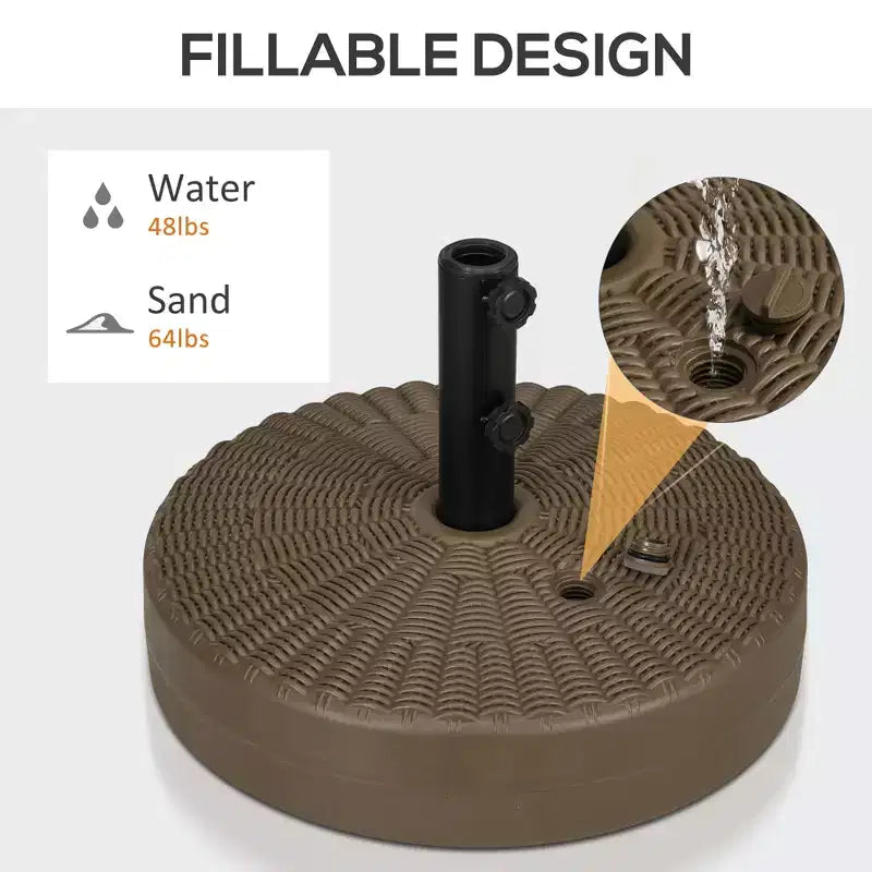 Umbrella Stand for 1.5 or 2 Umbrella Poles, Round Fillable Umbrella Base for Outdoor, Lawn, Deck.