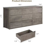 9-Drawer Wooden Dresser for Bedroom, Wide Modern Chest of Drawers, Large Storage Organizer for Living Room, Hallway, or Entryway