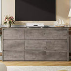 9-Drawer Wooden Dresser for Bedroom, Wide Modern Chest of Drawers, Large Storage Organizer for Living Room, Hallway, or Entryway
