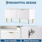 COZONY 42'' Modern Fluted Shoe Storage Bench with Cabinet, Wooden Entryway Shoe Bench for Hallway, Foyer, Mudroom or Front Door