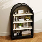 GDFStudio Sade Modern 28 Wood and Metal Arched 4-Tier Storage Cabinet with Carved Edges