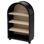 GDFStudio Sade Modern 28 Wood and Metal Arched 4-Tier Storage Cabinet with Carved Edges