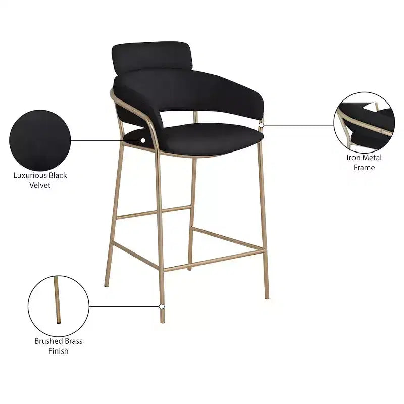Meridian Furniture,Yara Velvet Counter Stool