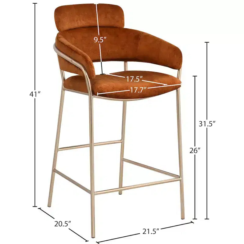 Meridian Furniture,Yara Velvet Counter Stool