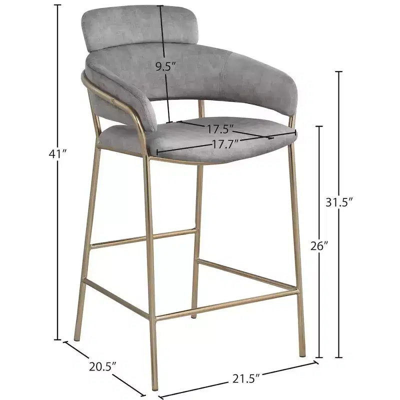 Meridian Furniture,Yara Velvet Counter Stool
