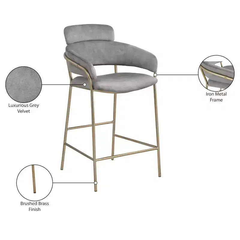 Meridian Furniture,Yara Velvet Counter Stool