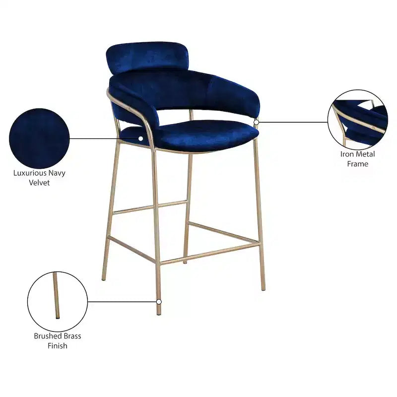 Meridian Furniture,Yara Velvet Counter Stool